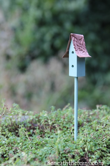 Fairy garden accessories miniature birdhouse green 3