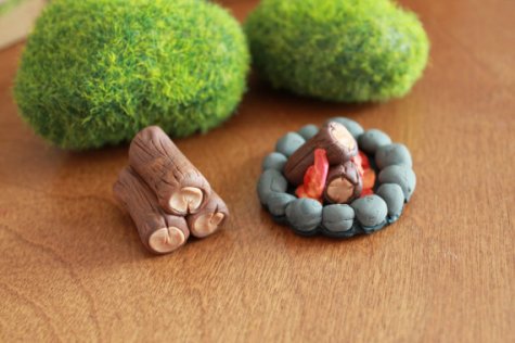 Miniature polymer clay fire by Gnome Woods