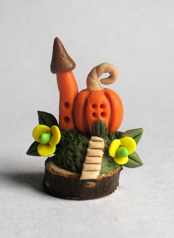 Miniature fairy house in pumpkin by Artistic Spirit